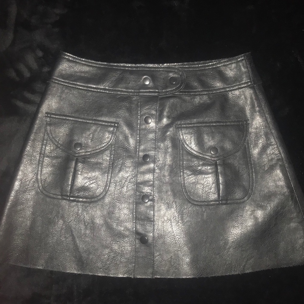 Suede leather skirt